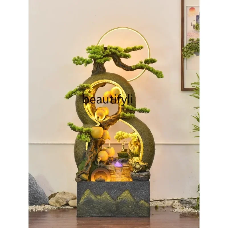 Chinese Flowing Water Ornaments Living Room Furnishings Gourd Fortune Large Floor Humidifier