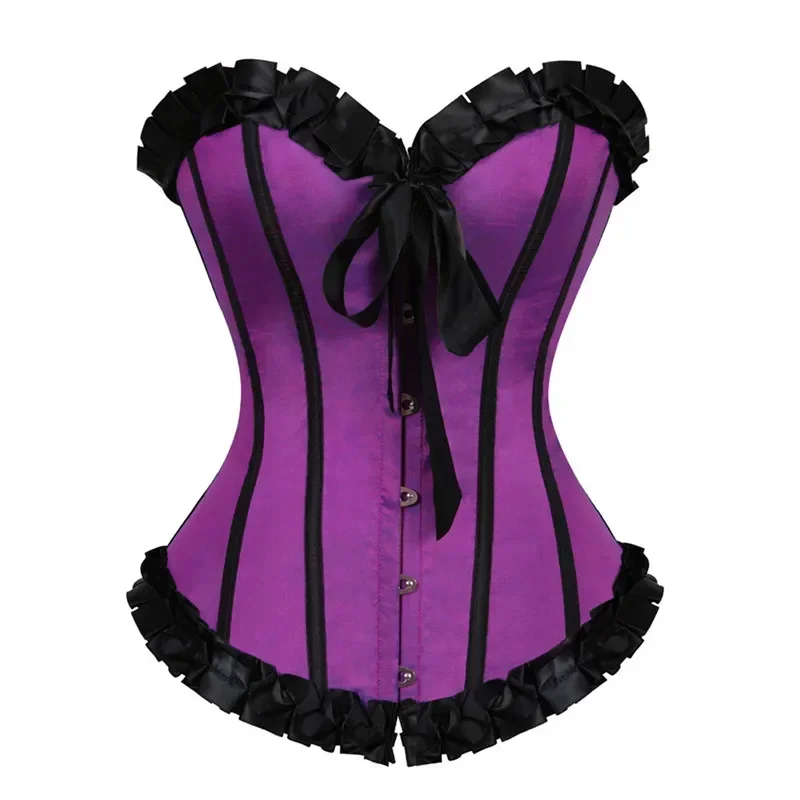 Sexy Overbust Gorsets Boned Corselet Ladies Shaper Women Sexy Vintage Corsets Lace Up Bustier Gothic Satin Masquerade Corsets