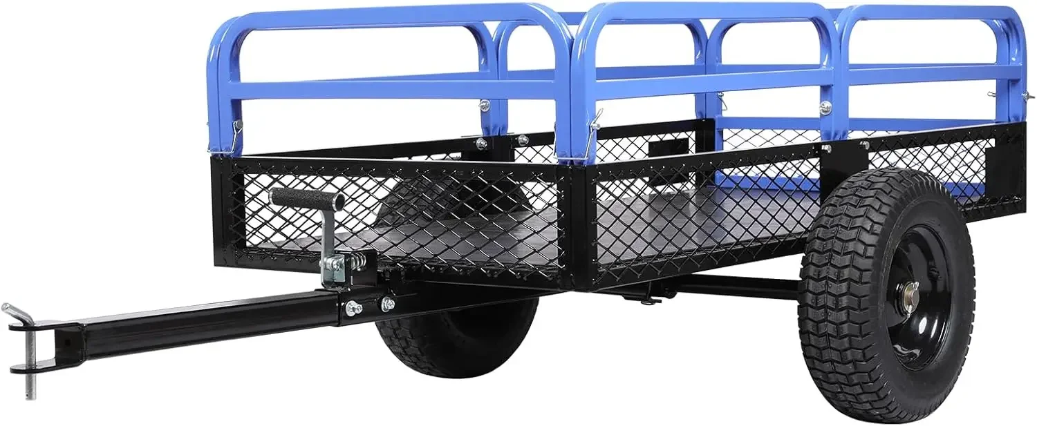 Steel ATV Dump Trailer, 1500-Pound Load Capacity, Tow Behind Dump Cart Garden Trailer, with Removable Sides