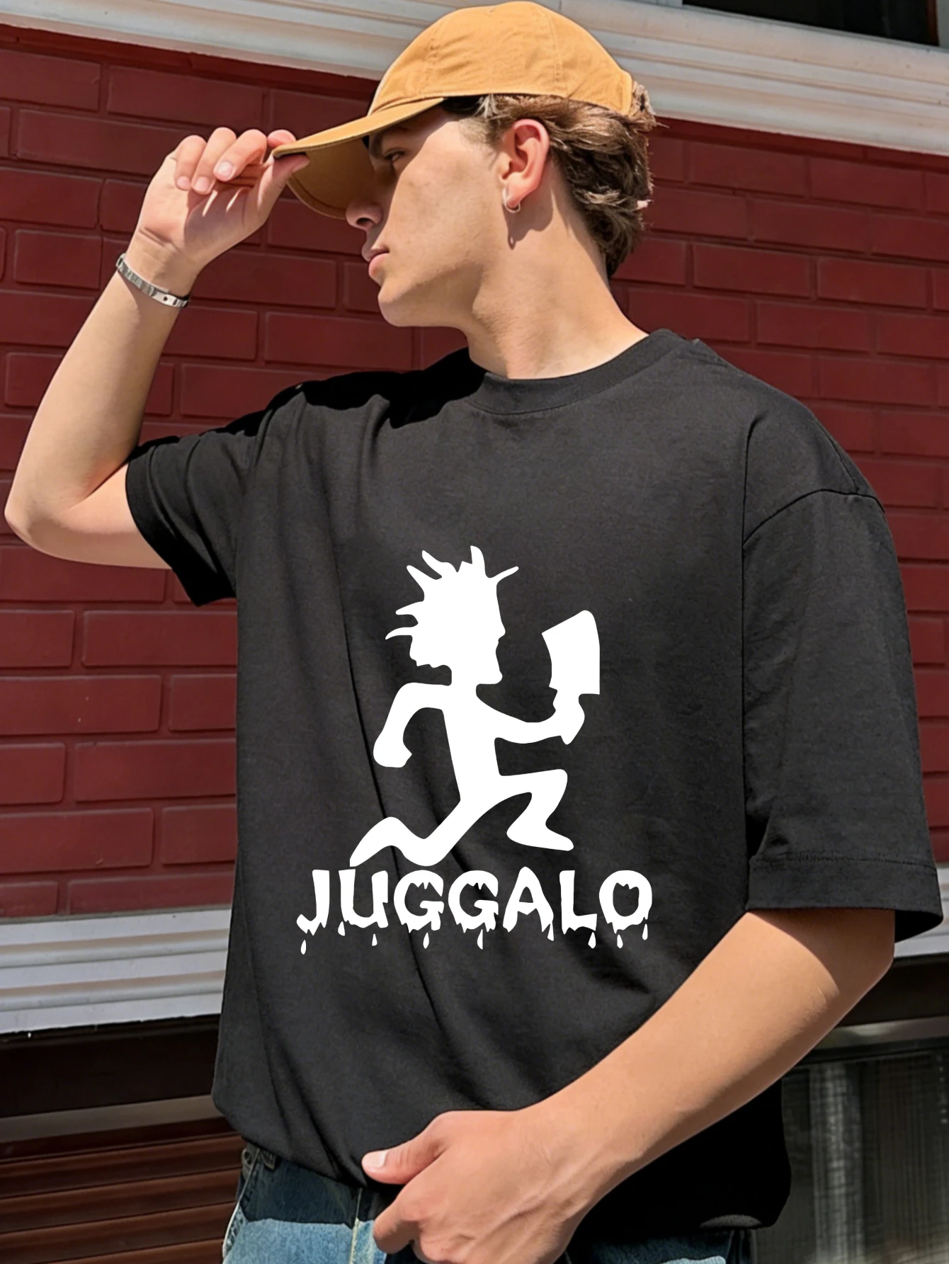 

Men's Cotton Oversized Juggalo Graphic Printed Short Sleeve T Shirt - Funny Streetwear Summer Casual for Men