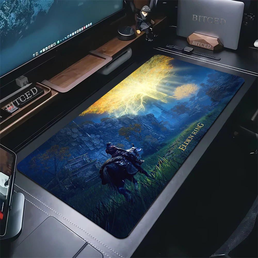 EldenS R-RingS Mouse Pad XXL Gamer PU Leather Size music For Office Mat Desk Waterproof Table Mat Gameing