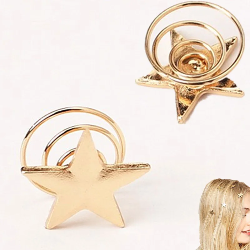 2026 Latest Fashion Gold Color Stars Coil Spring Clips Hairpin Hair Jewelry For Woman Girl Wedding Jewelry Wholesale Gift 1pcs
