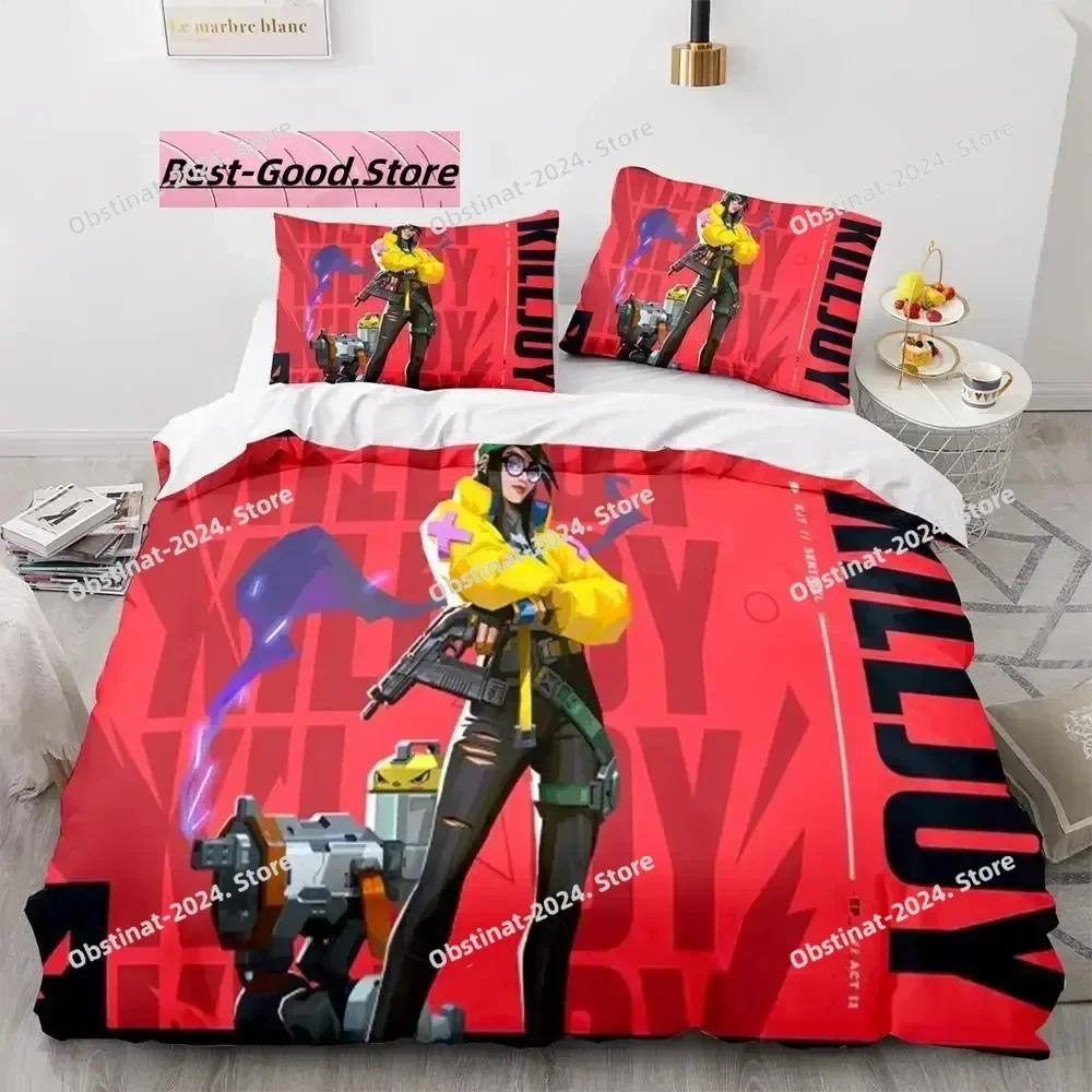 

Gaming Valorant Bedding Set Printed Bed Set With Pillowcase Bed Duvet Cover Soft Single Double Queen Super King Size Single Twin