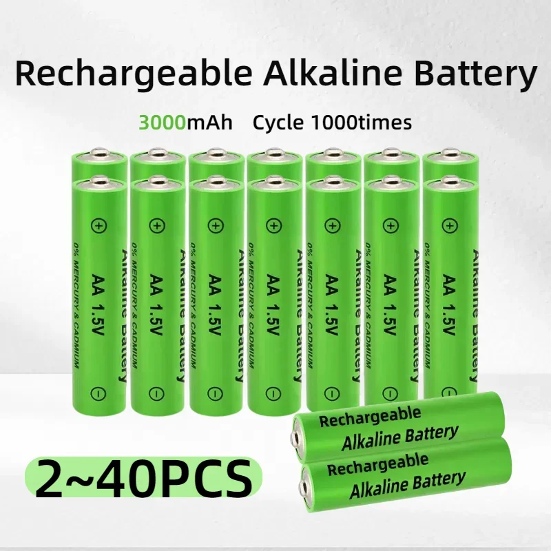 topOriginal 2-40PCS 1.5V AA Rechargeable Battery 3000mAh Ni-MH Alkaline Battery for Clocks Mice Computers Toys So on