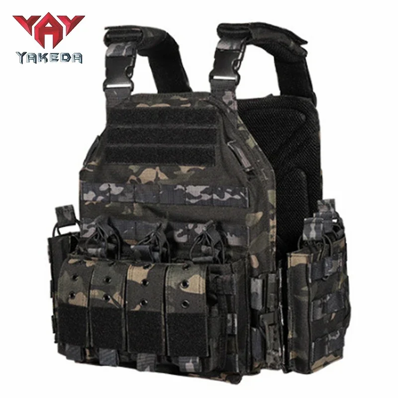 YAKEDA 1000D Nylon Plate Carrier Tactical Vest Outdoor Hunting Protective Adjustable Molle Vest for Airsoft Combat Accessories