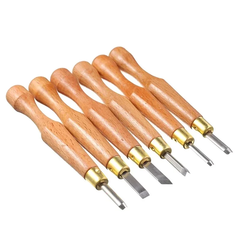 6pcs SK7 Alloy Steel Wood Carving Tool Peeling Woodcarving Chisel Woodworking Cutter Hand Carving Wood Woodpecker DIY Hand Tool