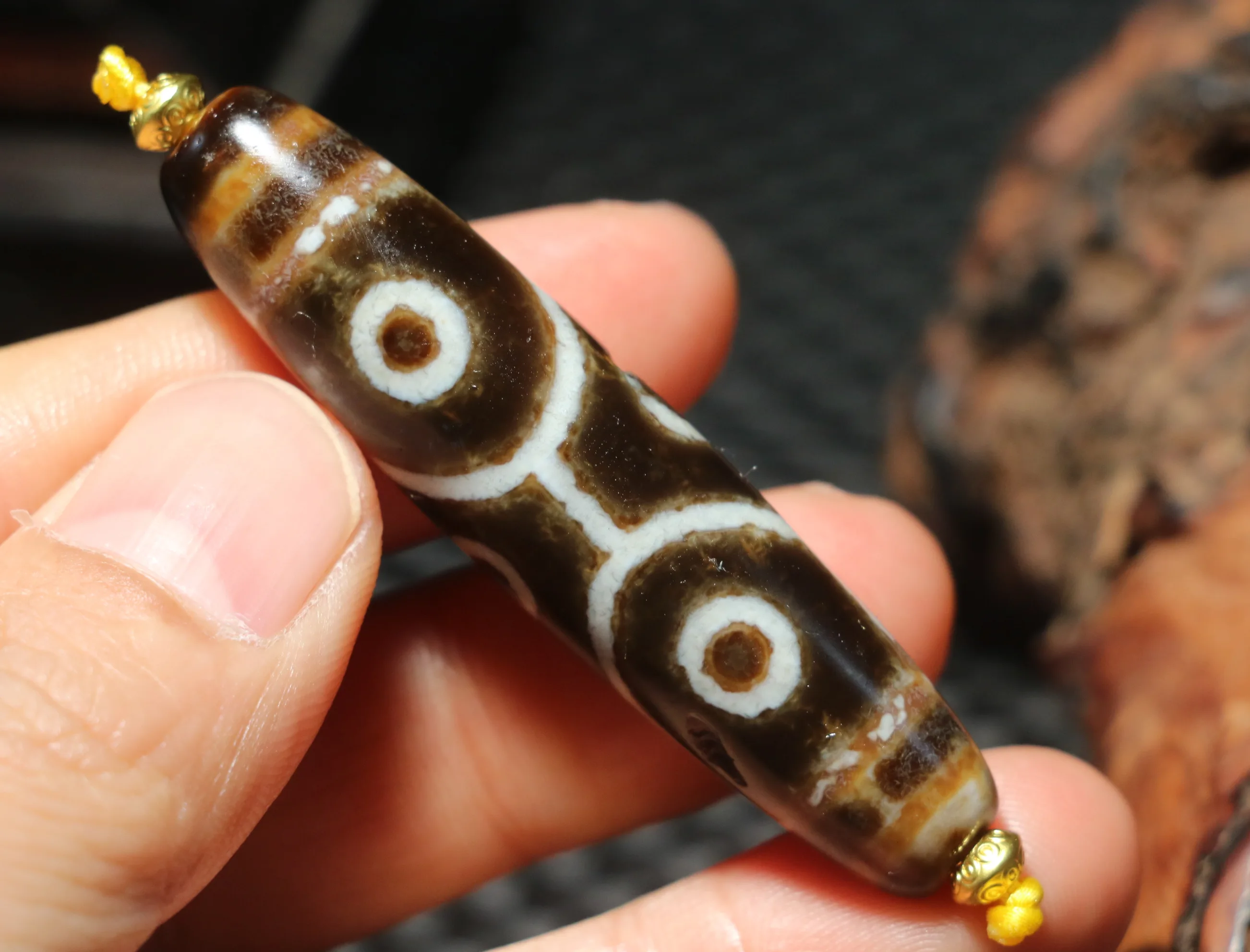 

UPD25211A52 Power Energy Tibetan old Agate Patina 6 Eyed Turtle Shell Longevity dZi Bead Amulet ZYGem Amulet Treasure Jewelry