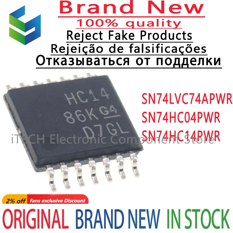 10-50Pcs 100% New SN74HC14PWR 74HC14 HC14 SN74HC04PWR 74HC04 HC04 SN74LVC74APWR 74LVC74 LC74A TSSOP-14 TSSOP14 Chips Ic