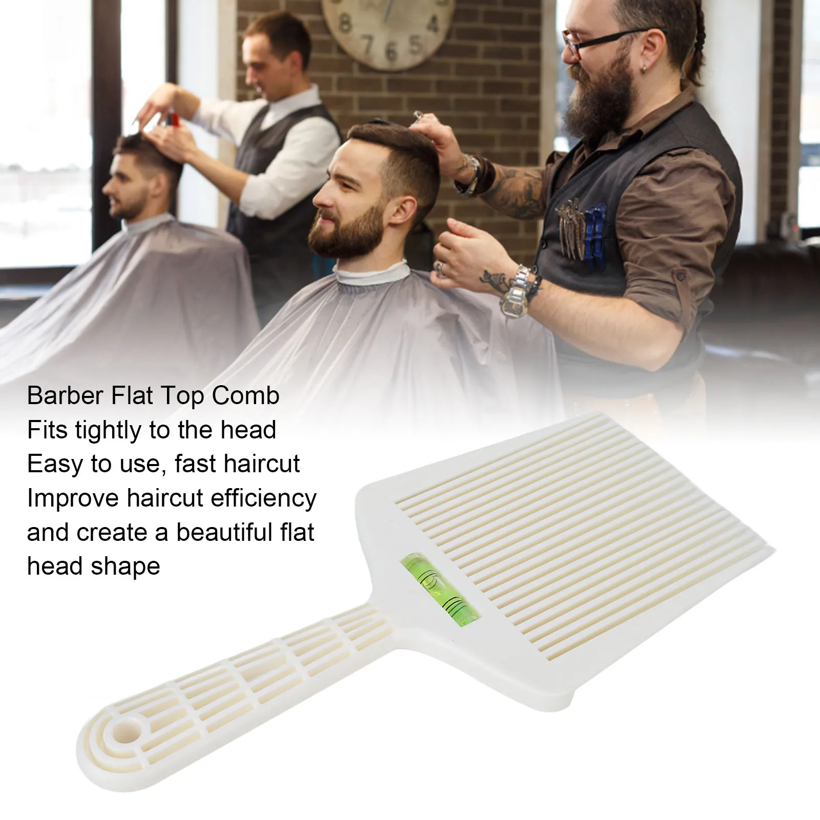 Barber Flat Top Comb Professional Flat Top Comb with Accurate Water Leveling White Flat Top Hair Comb