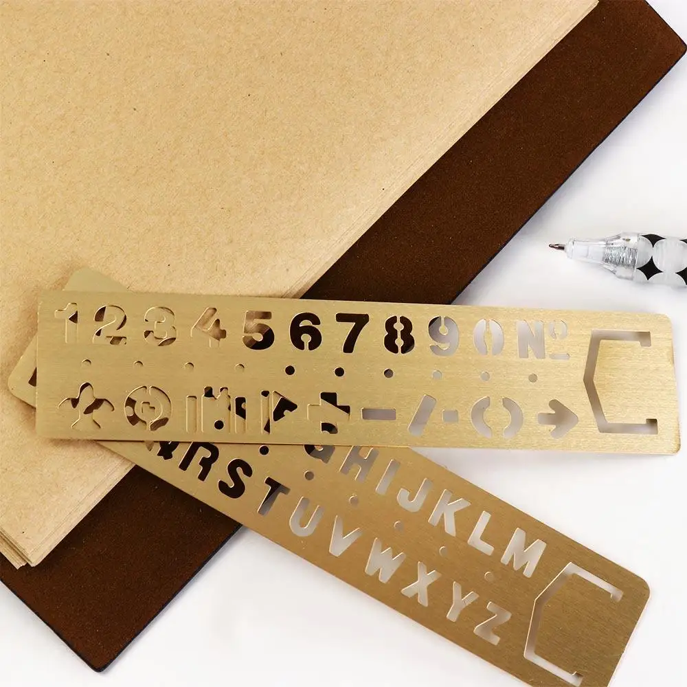 Kids Gifts Brass Ruler Bookmark Hollow Numbers Number Letter Bookmark Template Straight Ruler Metal Bookmark Page Marker