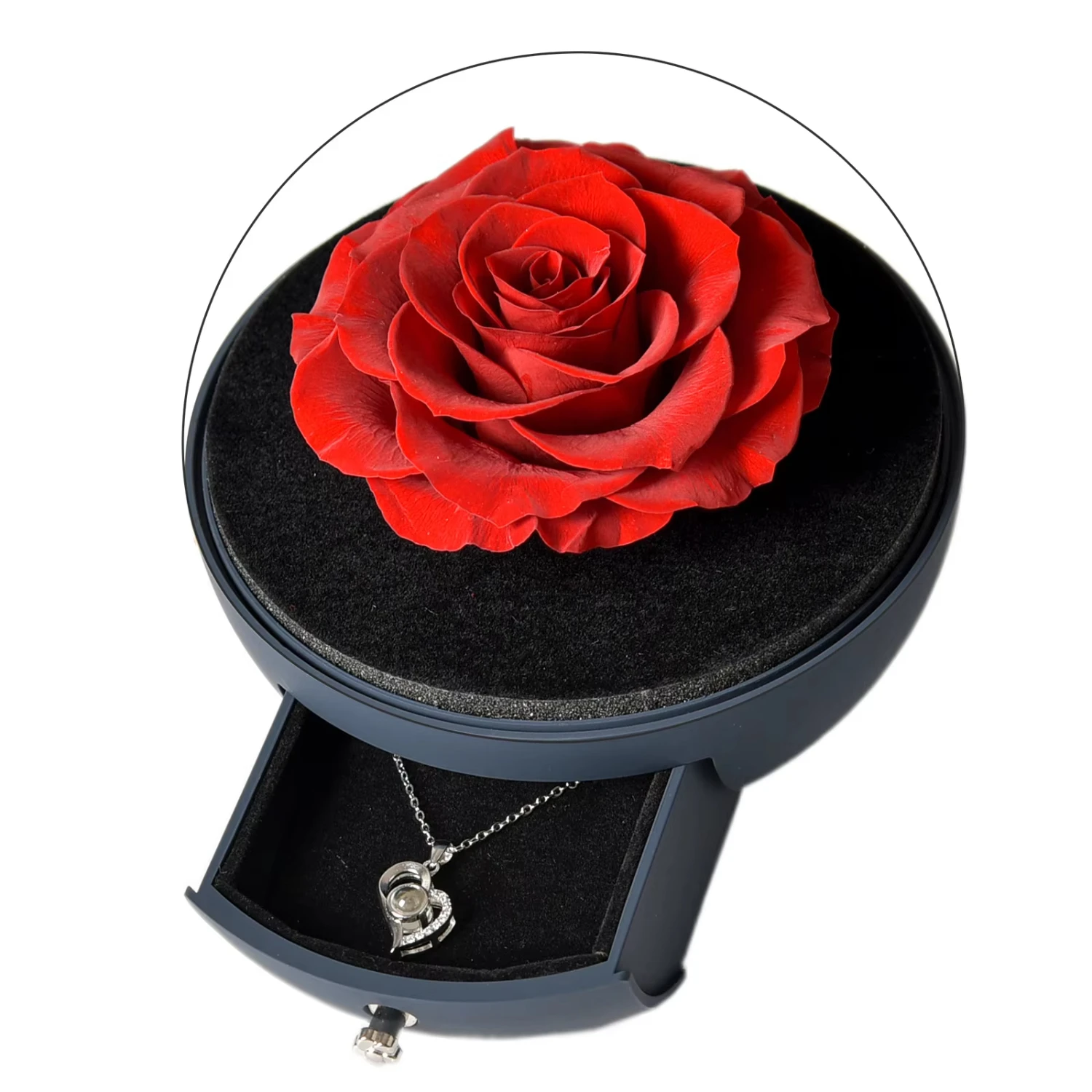 Christmas gift 2022 dreamy  preservadas natural stabilized preserved rose flower jewelry box eternal roses in acrylic box Peony