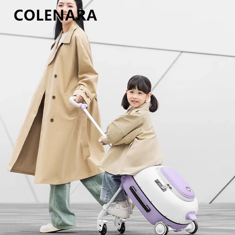 حقيبة أطفال من COLENARA صندوق صعود الكمبيوتر عالي الجودة يمكن الجلوس وركوب حقائب بعجلات للطلاب أمتعة متدحرجة عالمية