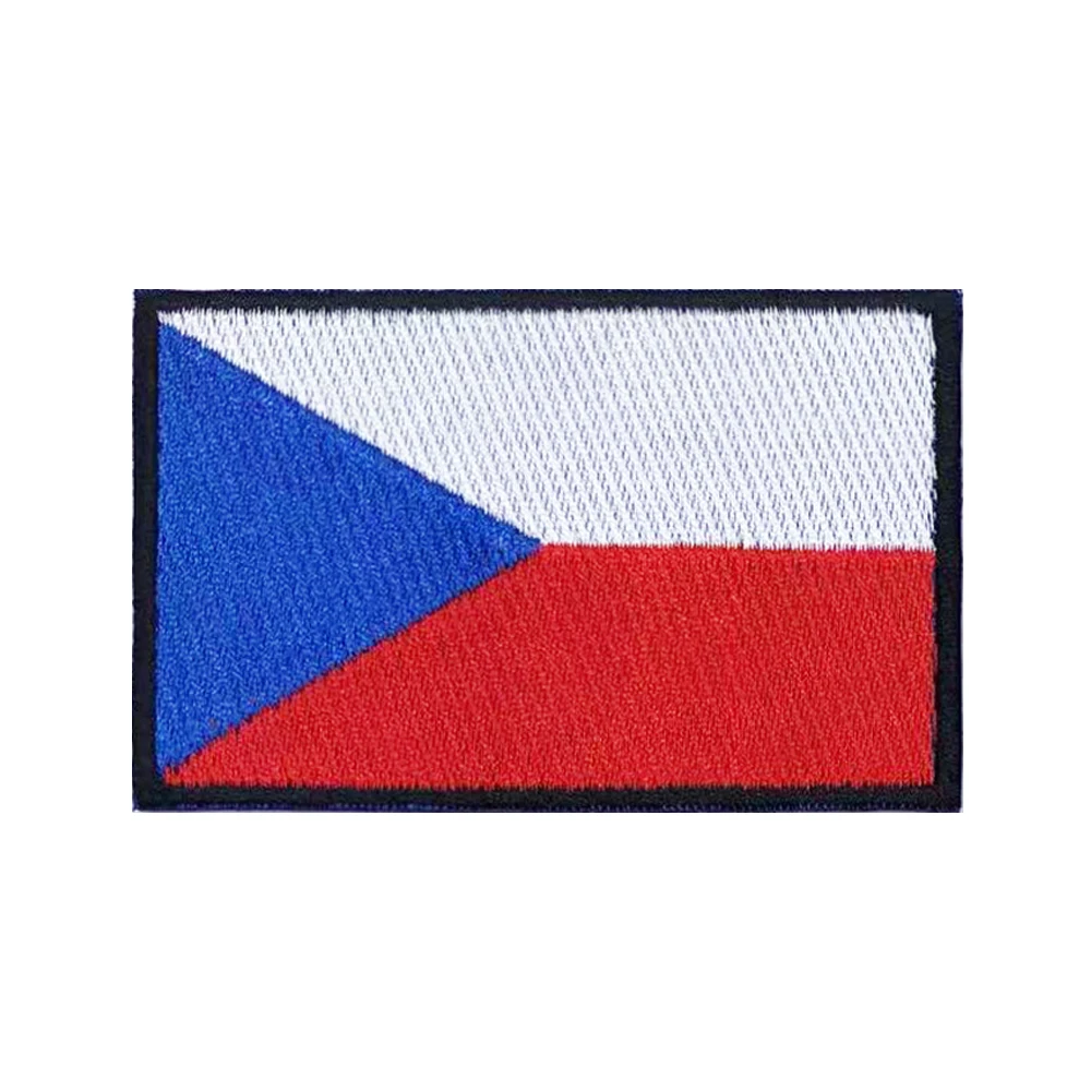 Czech flag Patches Armband Embroidered Patch Hook & Loop Iron On Embroidery Badge Military Stripe