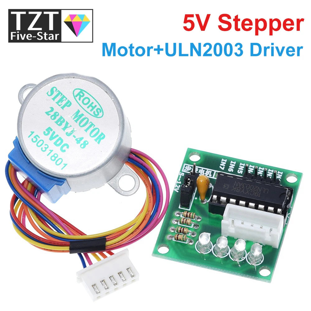 TZT 5V 4-Phase 28BYJ-48 DC Gear Step Stepper Motor+ULN2003 Driver Board ULN2003 PIC MCU DIY