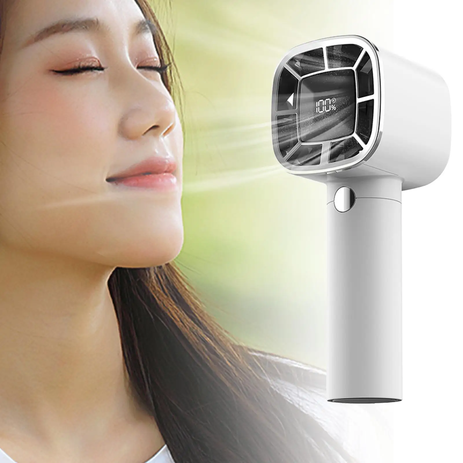 Handheld Fan USB Rechargeable Mini Portable Fan Digital Display Air Cooling Fan Table Fan 3 Wind Speeds