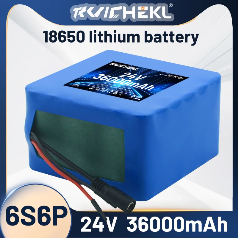 6P 24V 24V Rechargeable Battery Pack 18650, pipeline charger, 24V, 36Ah, 15A, BMS, 500W, 29.4V