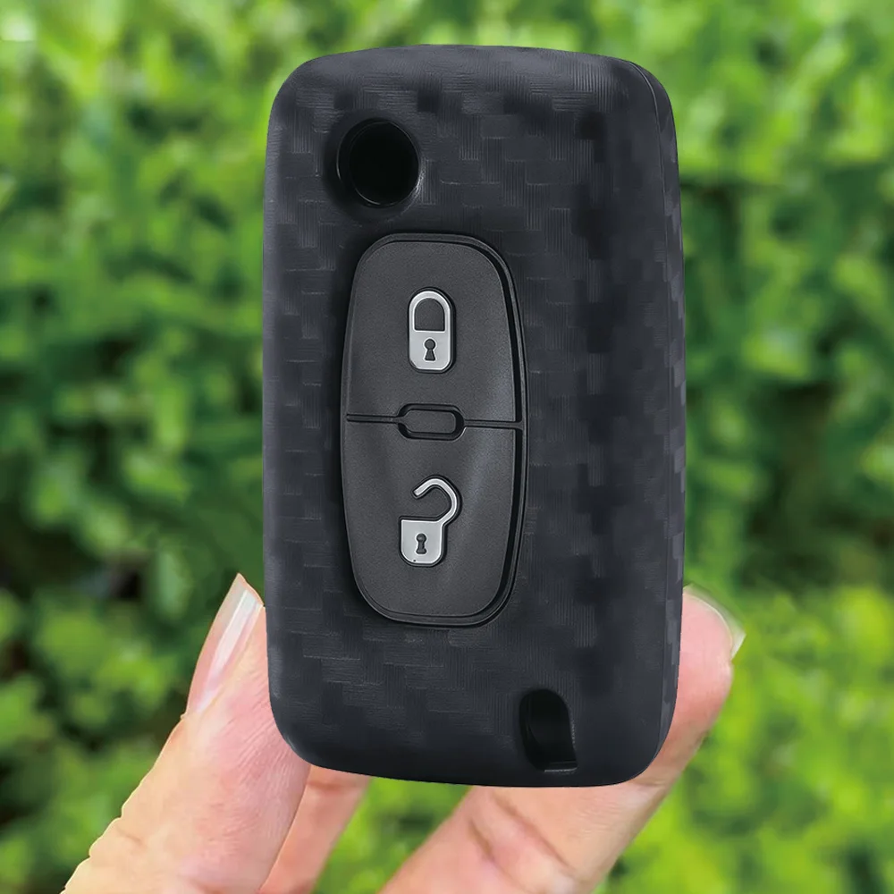 Funda para Llaves de 2 y 3 Botones para Citroën C-Crosser, C3, C4 Picasso, Berlingo, y Peugeot Partner, Tepee, 207, 307, 308, 407
