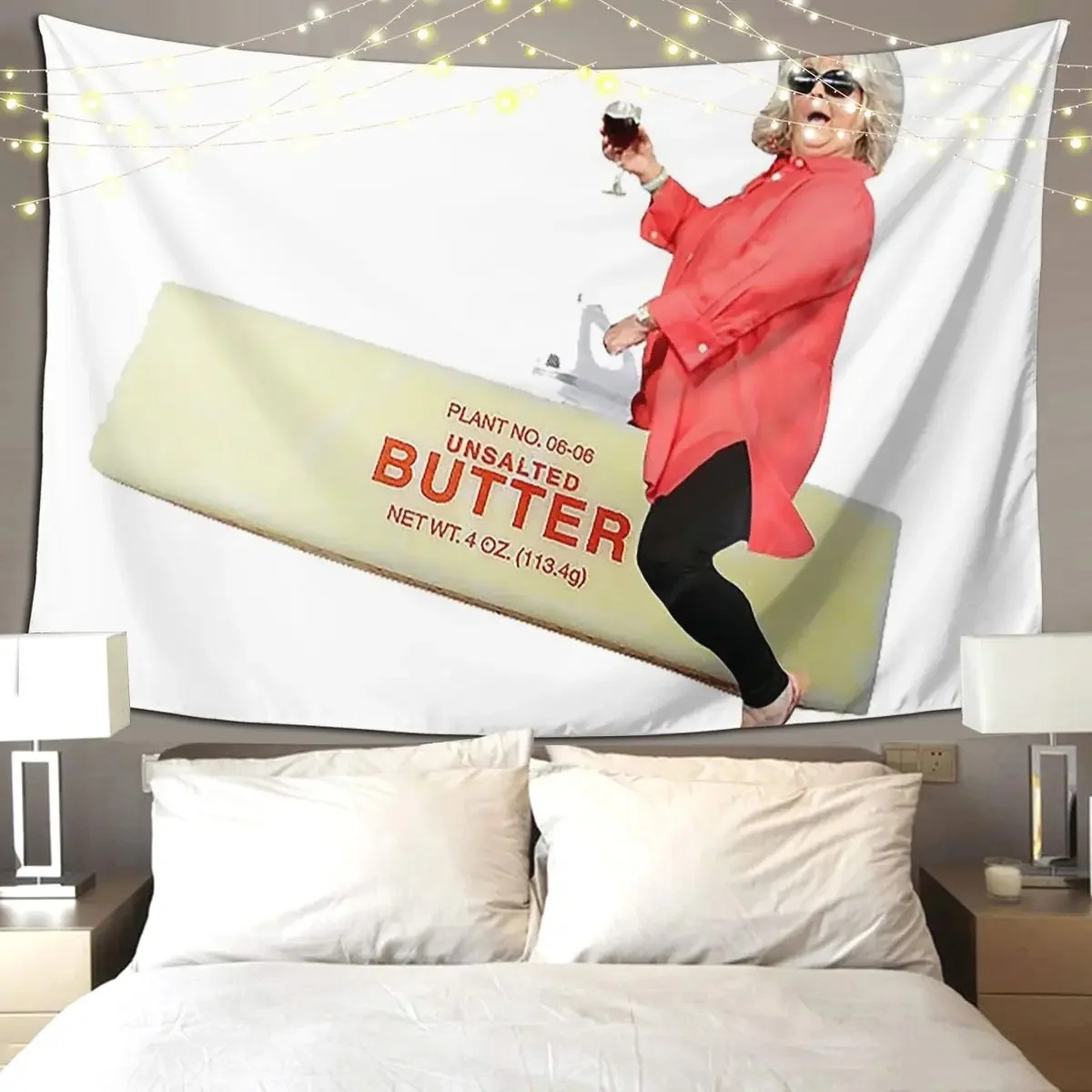 Paula Deen Riding Butter Tapestry Funny Wall Hanging Aesthetic Home Decoration Tapestries for Living Room Bedroom Dorm Room