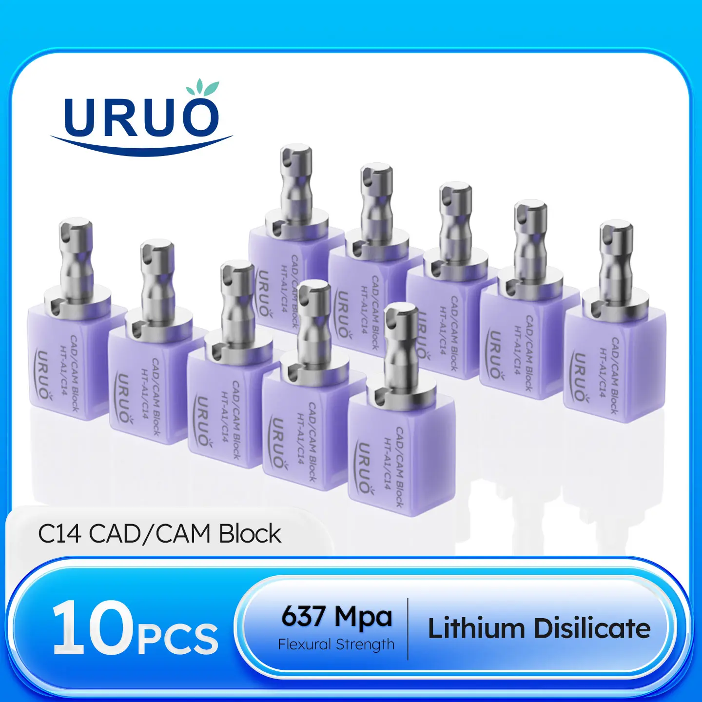 

10PCS Dental Glass Ceramics C14 Chair-side CAD CAM Materials for Venner Crown Inlay Onlay LT/HT/MT/MO Dental Lithium Dislicate