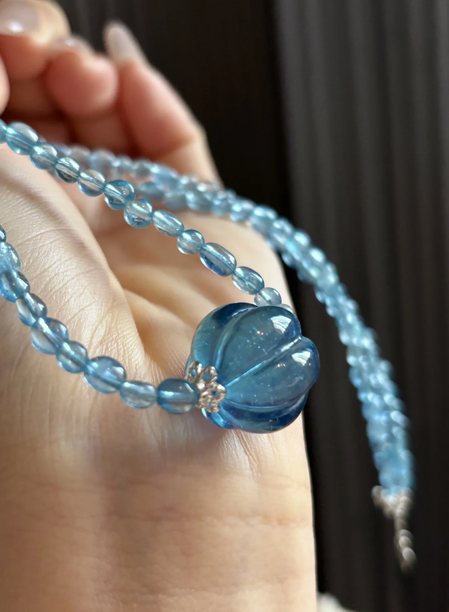 

Natural Blue Aquamarine Pendant Necklace 17.2mm Big Size Aquamarine Brazil Jewelry Women Fashion Jewelry AAAAAAA