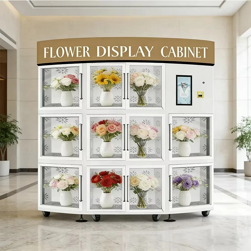 Semi-Circular Flower Vending Machine Compressor Cooling 22-Inch Touchscreen Cloud Custom