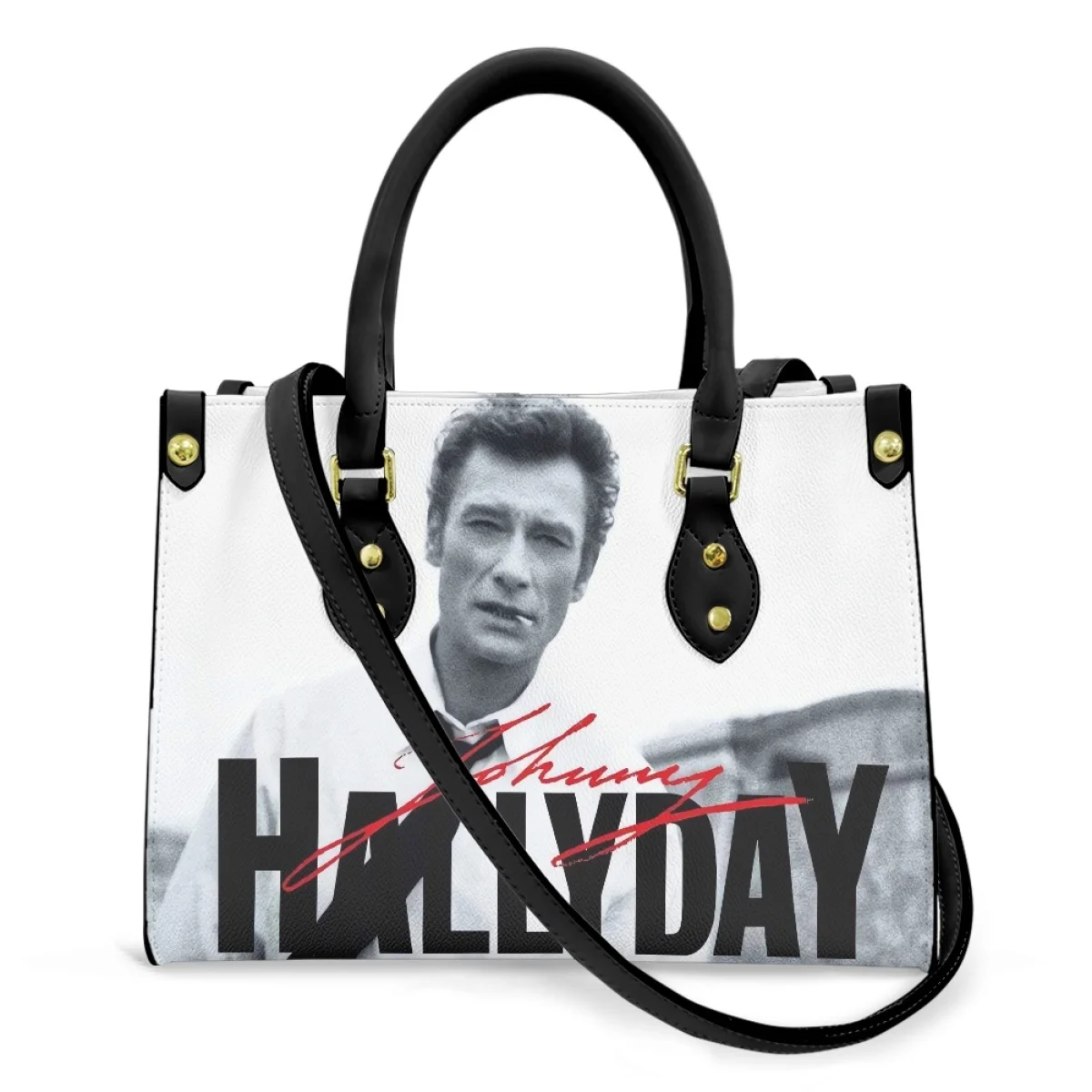 Imagem -02 - Johnny Hallyday Estampa Bolsas de Couro para Mulheres Bolsa de Ombro para Meninas Adolescentes Grande Capacidade Bolsalas da Moda Bolsas de Luxo Novas