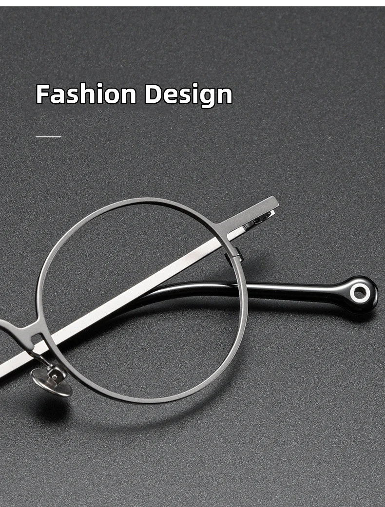 2022 Ultraleicht Retro Kleine Runde Rahmen Reinem Titan Gläser Marke Design Photochrome Anti-Blau Licht Lesebrille Für Männer – Detail 6