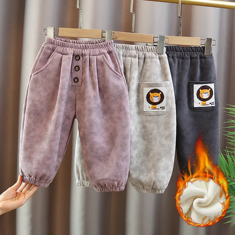 Pantalon en velours chaud pour garçon et fille, survêtement en coton, vêtements d'extérieur décontractés, hiver