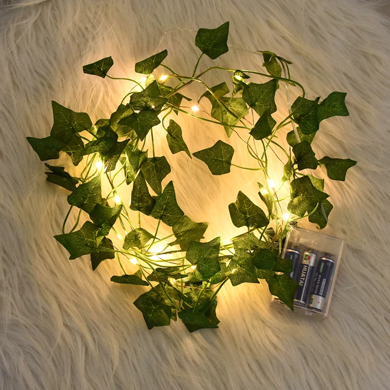 2/5/10M Seidenblätter Fake Creeper Green Leaf Ivy Vine LED-Lichterketten für Zuhause, Hochzeit, Hängegirlande, künstliche Pflanzen, Dekor – Detail 10