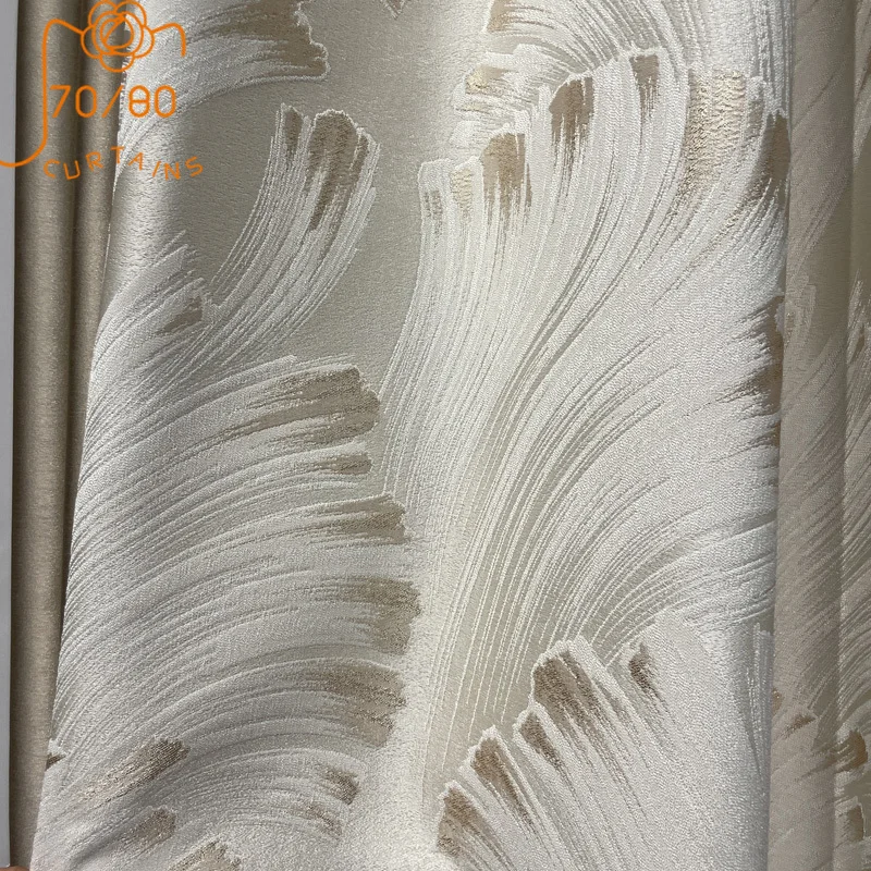 

Gold Wire Jacquard Cream Thickened Curtains for Living Room Bedroom French Window Balcony Customized Products Valance