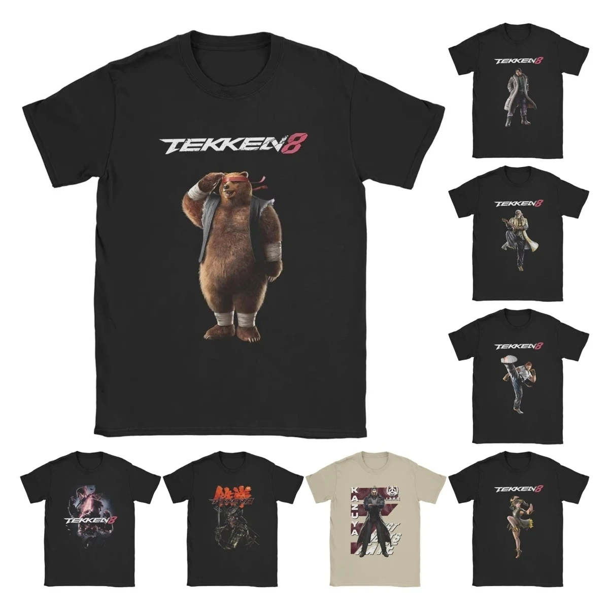 Vintage Tekken 8 Fighting New T-Shirt Men Round Collar Cotton T Shirts Video Games Short Sleeve Tees Birthday Gift merchandise