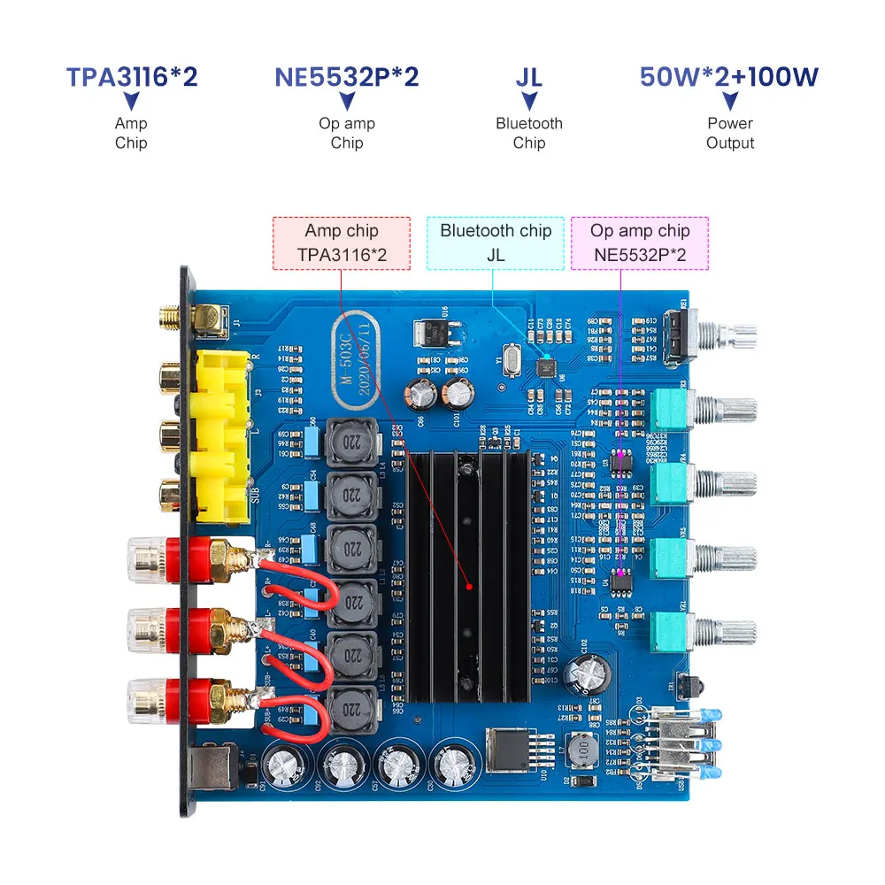 AIYIMA TPA3116 Bluetooth 5,0 Subwoofer Verstärker 2,1 Kanal 50W * 2 + 100W Hifi Digital Stereo Audio Amp für Home Sound Theater DIY