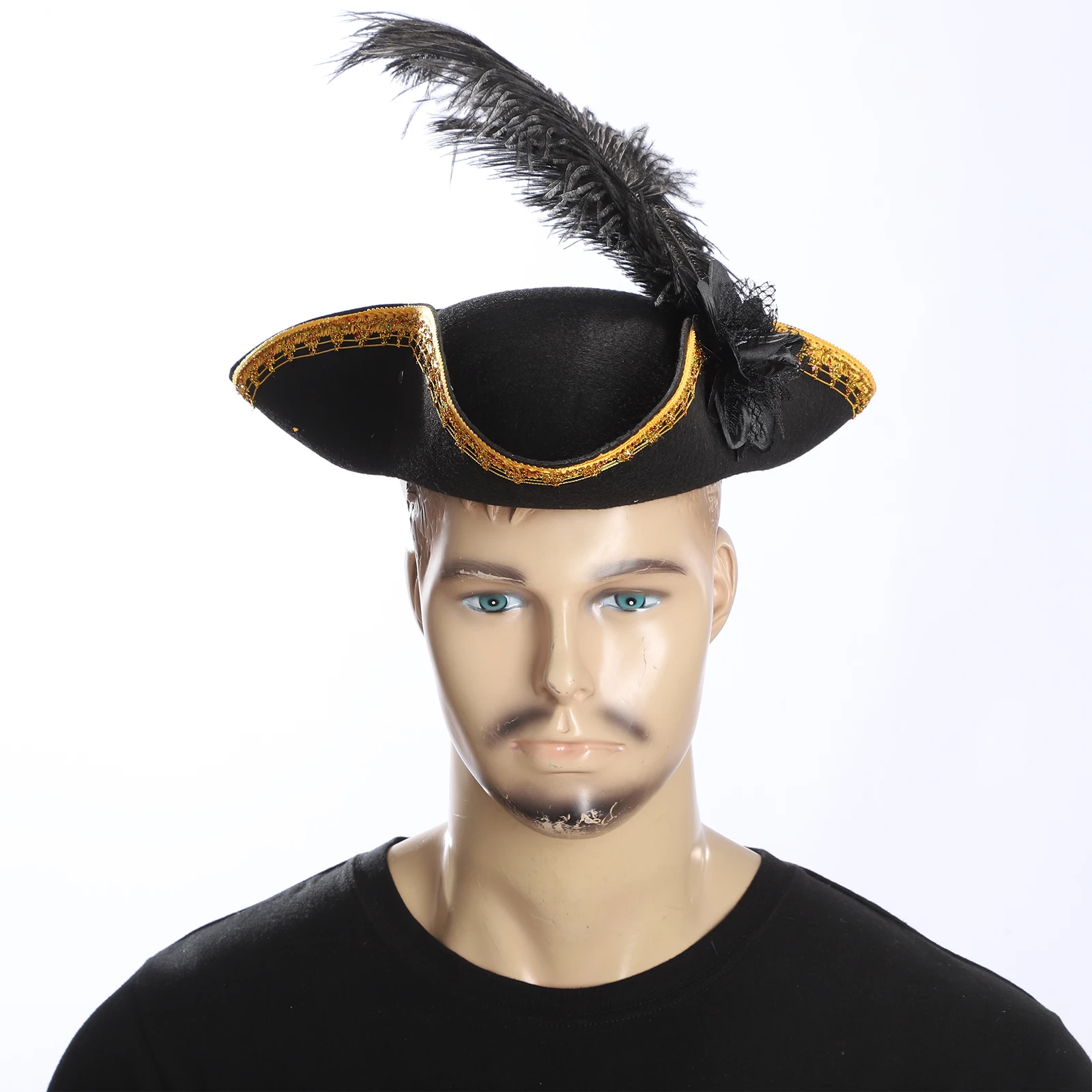 Piratenhut mit breiter Krempe, Kapitänshut für Damen und Herren, Unisex, Dreispitz, Cosplay, einzigartige historische Nachstellungen, Halloween-Party-Kappe