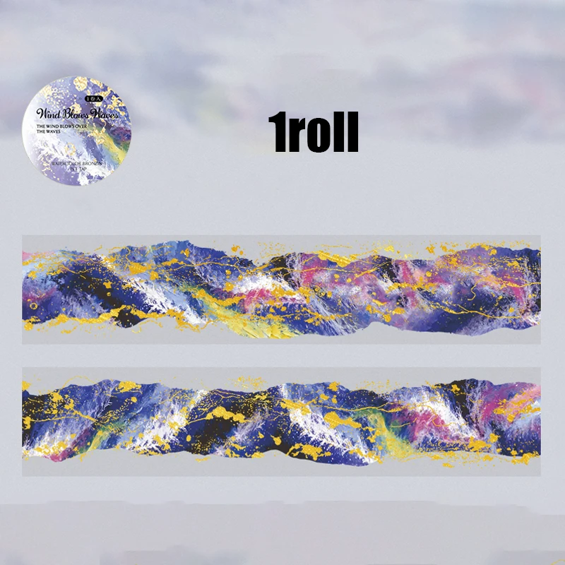 1 rollo de cinta holográfica de estampado en caliente con ondas coloridas para mascotas para álbum de recortes, bricolaje, Collage, funda de teléfono, decoración de cuaderno