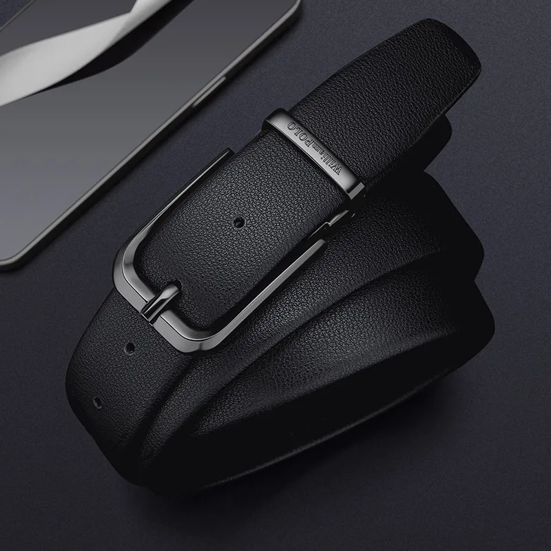 Business genuine leather belt, fashionable needle buckle style men's belt, personalized high-end belt