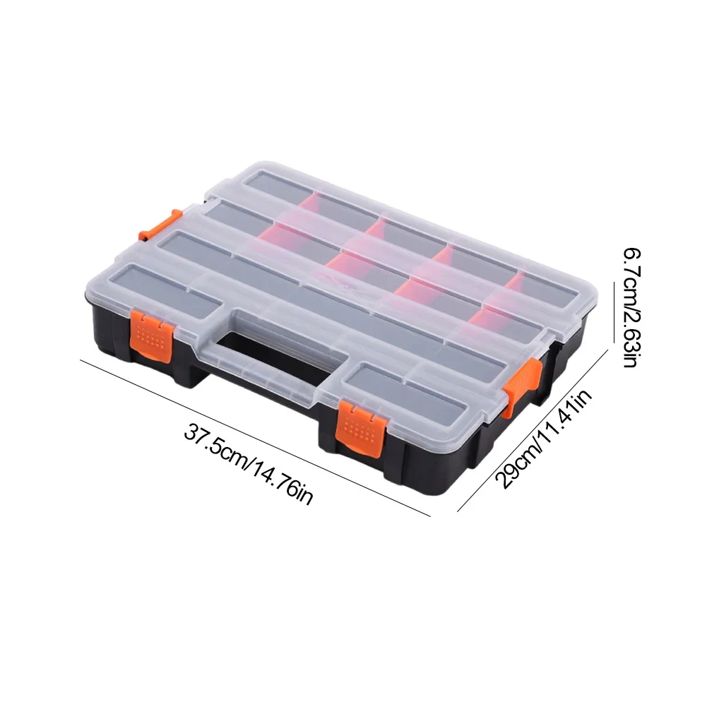 2 Side Tools Box Organizer Plastic Small Parts Storage Case Portable Tool Box Toolbox Container for Screws Nuts Nails Bolts