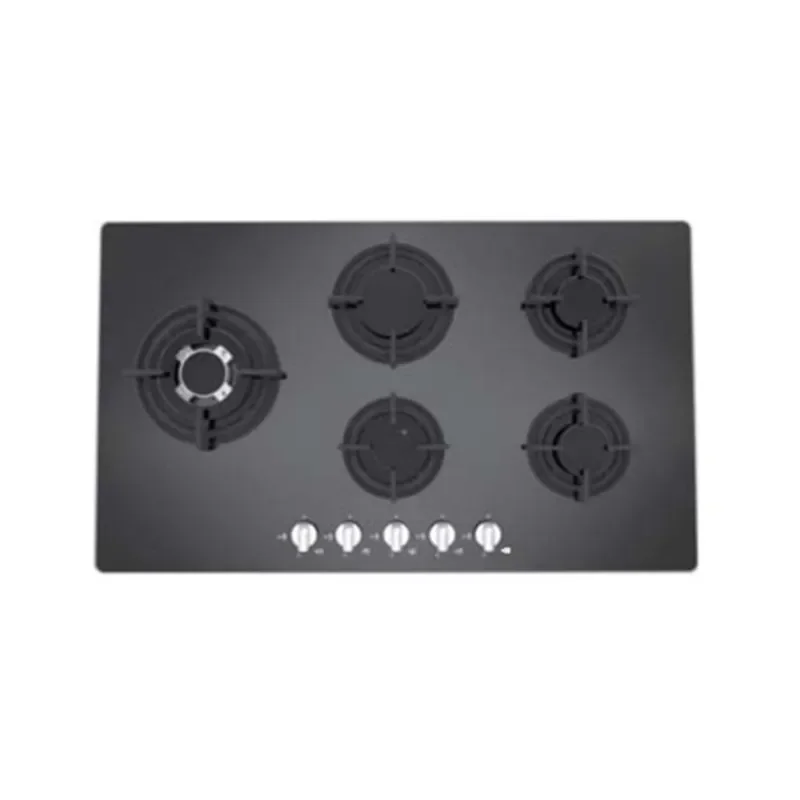 Black tempered glass 5 burner built in gas hob stainless steel gas cook top