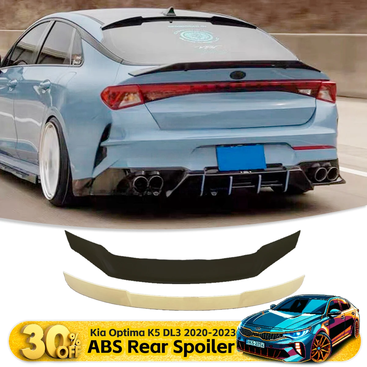 

For Kia Optima K5 DL3 2020-2023 Rear Window Roof Spoiler Glossy Black Carbon Finish Exterior Tuning top wing Accessories