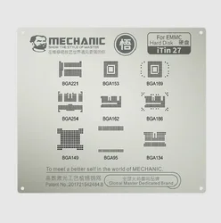 Plantilla de Reballing mecánico ITin27 Amao BGA 0,15mm para plantación de estaño para EMMC BGA221 153 169 254 162 186 149 134 Plantilla de calor directo