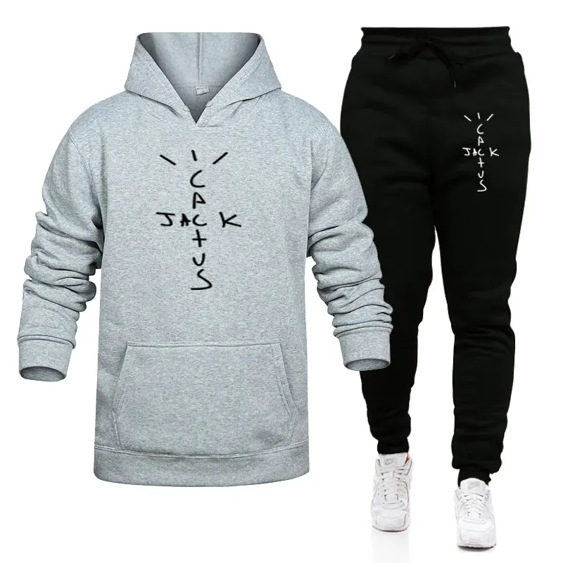 New Men's sets autumn fashion printed cotton fleece sweater hoodies sweatpants suit casual street men's tracksuit Men's clothes