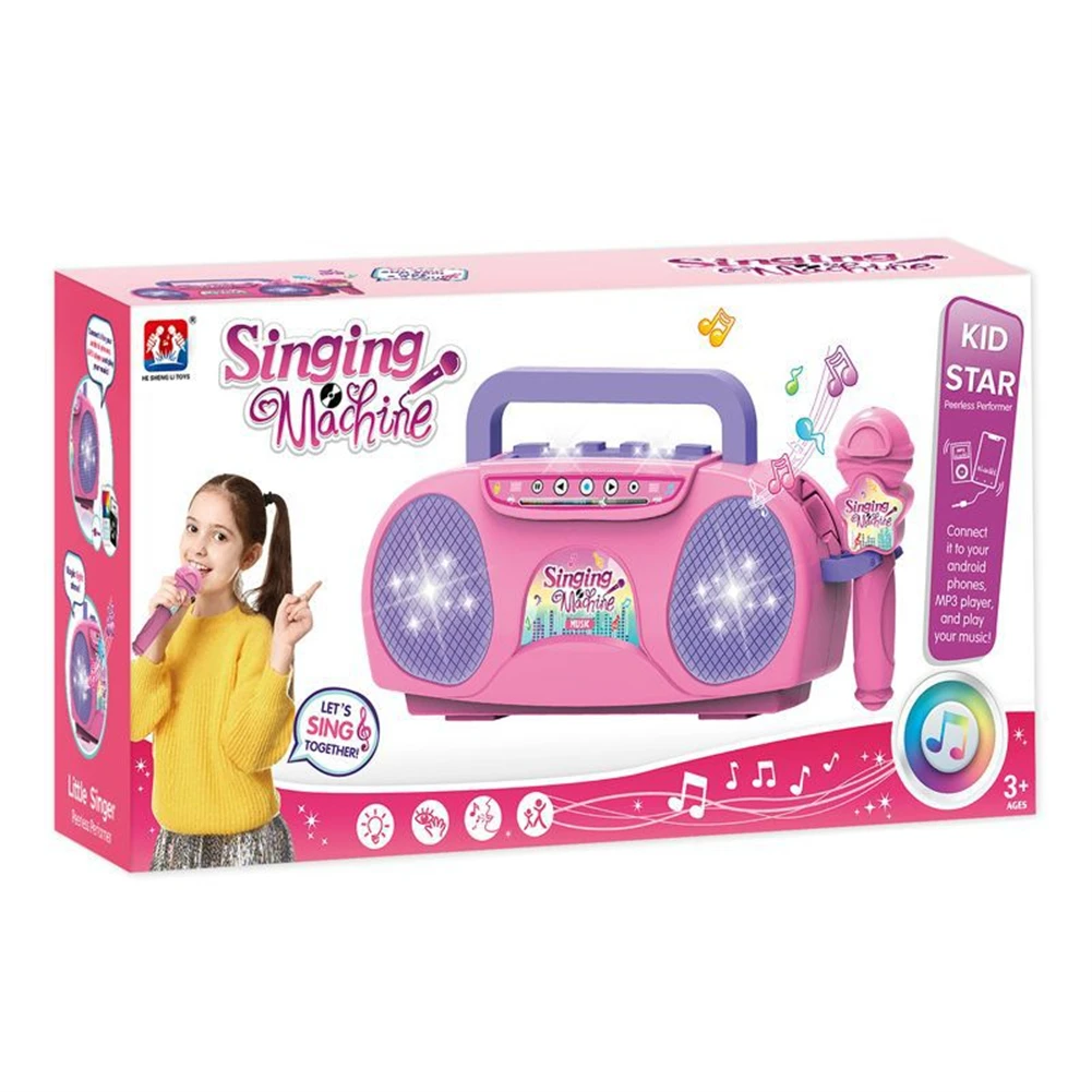 Kids Microphone Karaoke Singing Machine Toys Portable Educational Toy With Light Birthday Gift For Boys And Girls