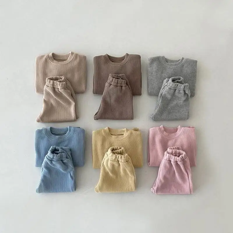 

2026 Spring New Baby Long Sleeve Clothes Set Infant Girls Solid Sweatshirt + Pants 2pcs Suit Toddler Boys Cotton Casual Outfits