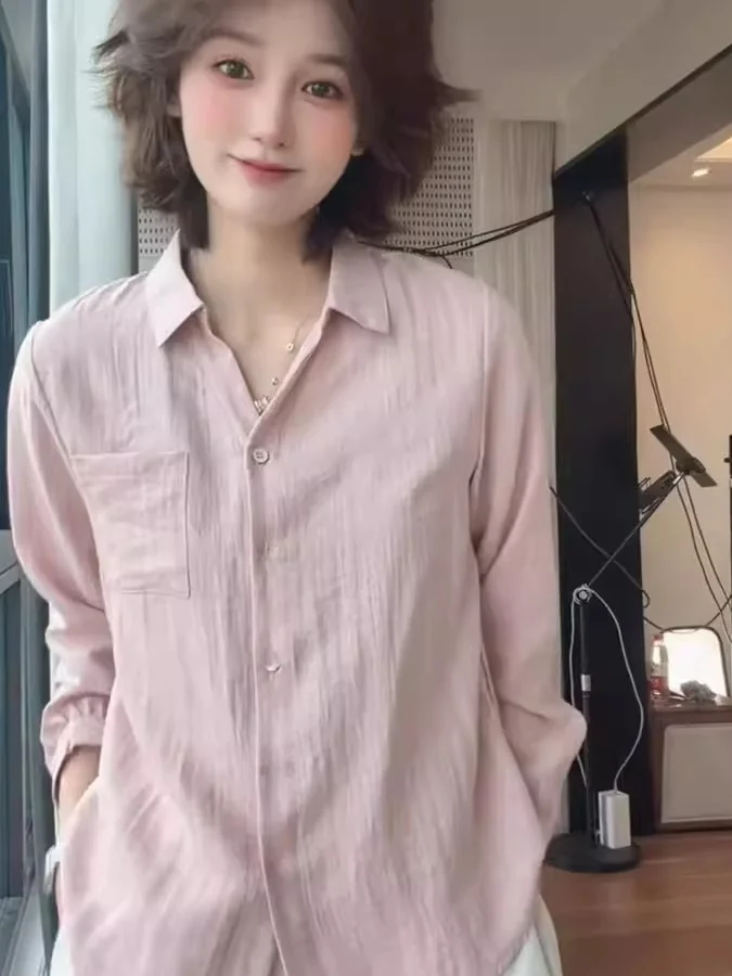 

Cotton Linen Shirt Women's Long Sleeve Thin Summer New Simple Casual Fashion Match Small Shoulder Top Elegant Artistic Style ...