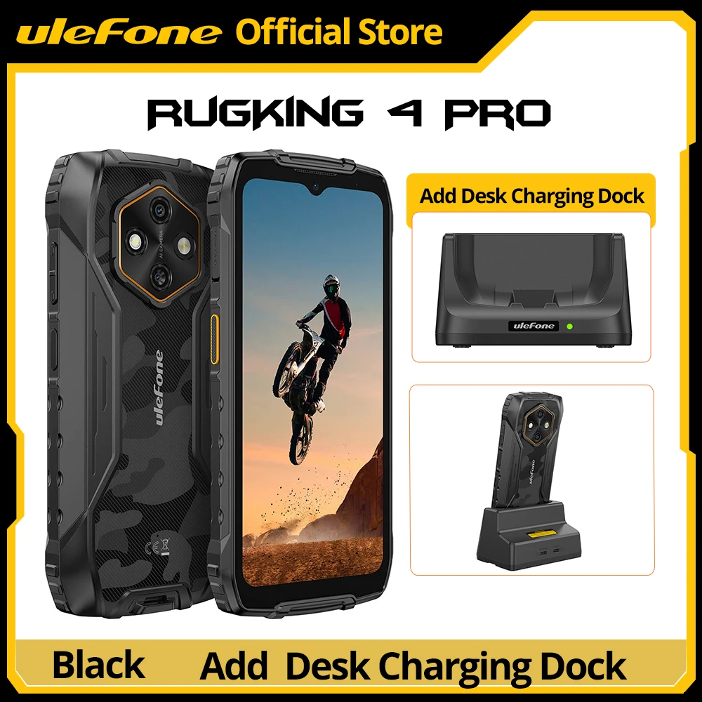 Ulefone RugKing 4 Pro robuuste telefoon Android 15 tot 16 GB + 256 GB waterdichte smartphone 10200 mAh 48 MP camera NFC wereldwijd 6,56" 120 Hz