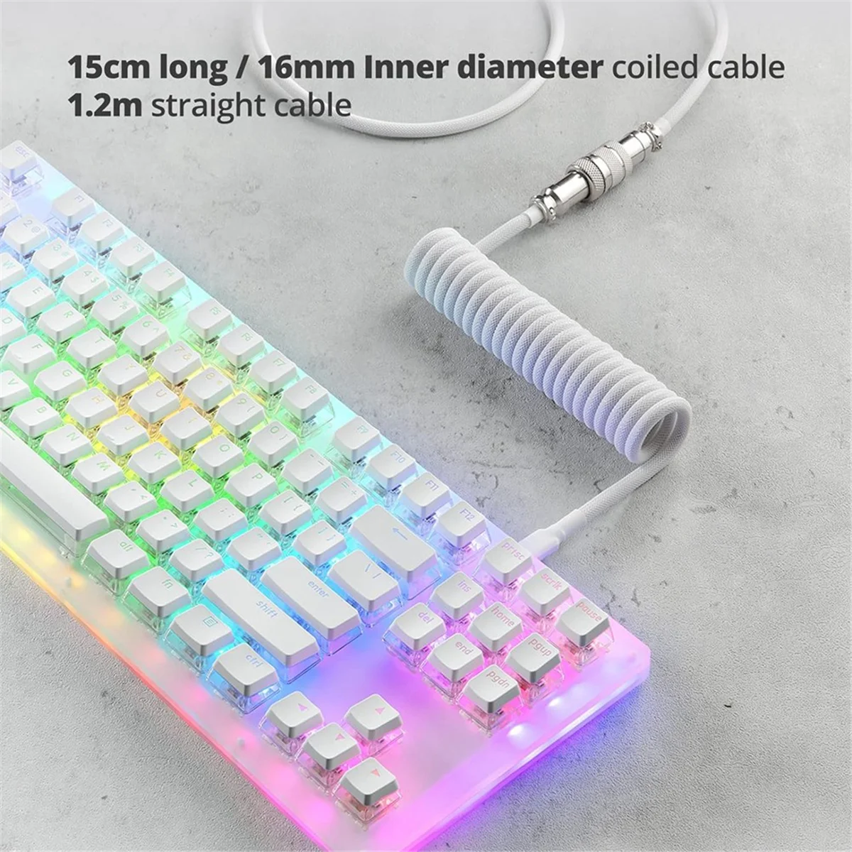 USB Type-C Cable for Gaming Keyboards, Double Sleeved Mechanical Keyboard Cable, Mechanical Keyboard Custom Coiled CableJAS