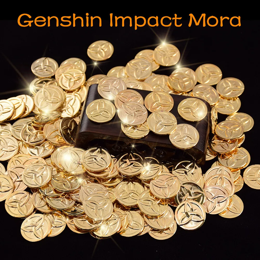 10-30Pcs Genshin Impact Mora Metal Zinc Alloy Gold Coins Game Coins Collection Coins Morax Cosplay Props Accessories