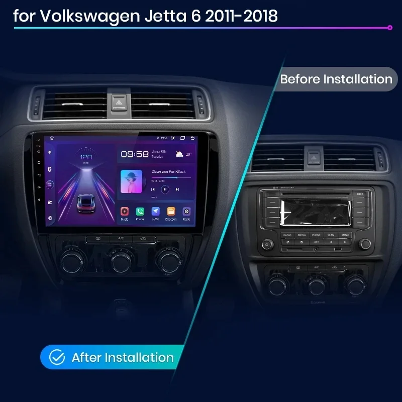 8 rdzeniowy 2Din Android Carplay Android12 Autoradio dla VW Volkswagen Jetta 6 2011-2018 4G WIFI DVD Radio samochodowe EQ wzmacniacz Bluetooth