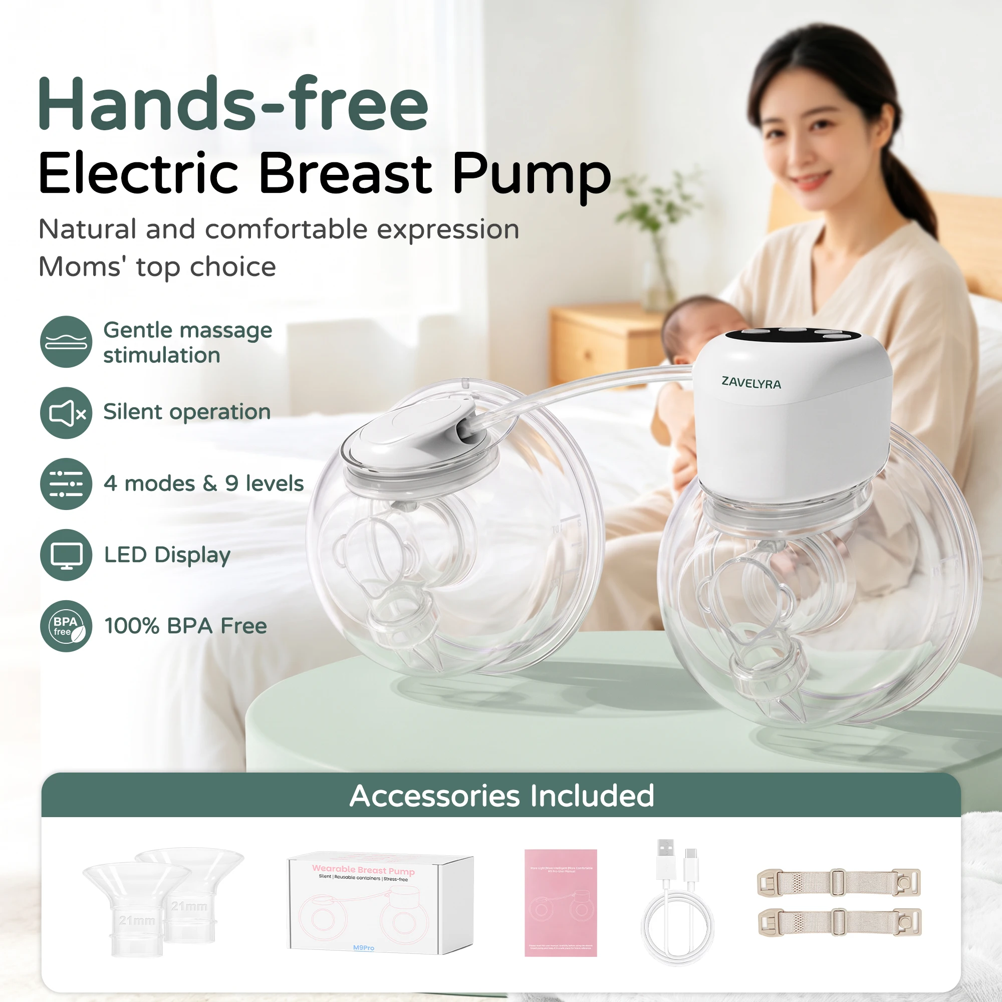 bluto-hands-free-wearable-breast-pump-wireless-portable-24mm-4-modes-9-gears-low-noise-led-displ-new-mom-electric-breast-pump