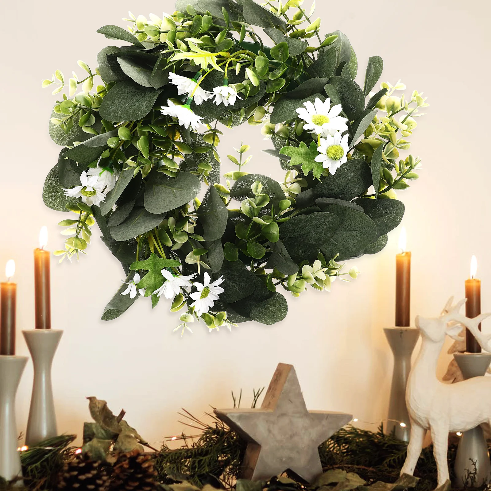 

Artificial Eucalyptus Leaves Green Hanging Plants Flower Front Door Adornment SpringEucalyptus Leaf Simulation Leaf Welcome