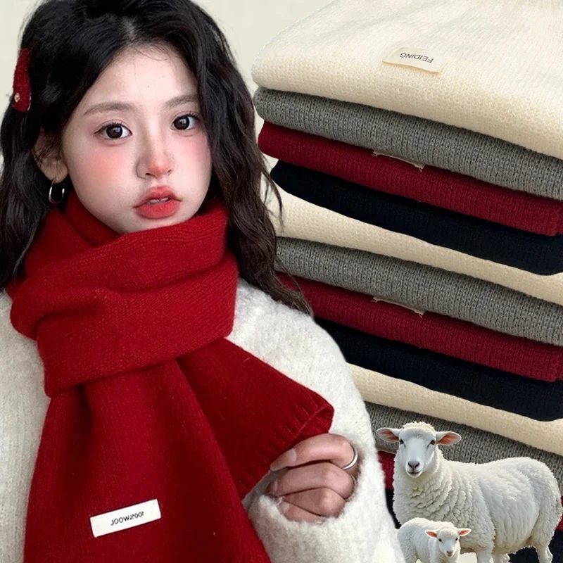 

Рождественский новогодний толстый шарф, зимний вязаный теплый шарф в стиле Ins, универсальный мягкий шарф для женщин и мужчин, модные подарки